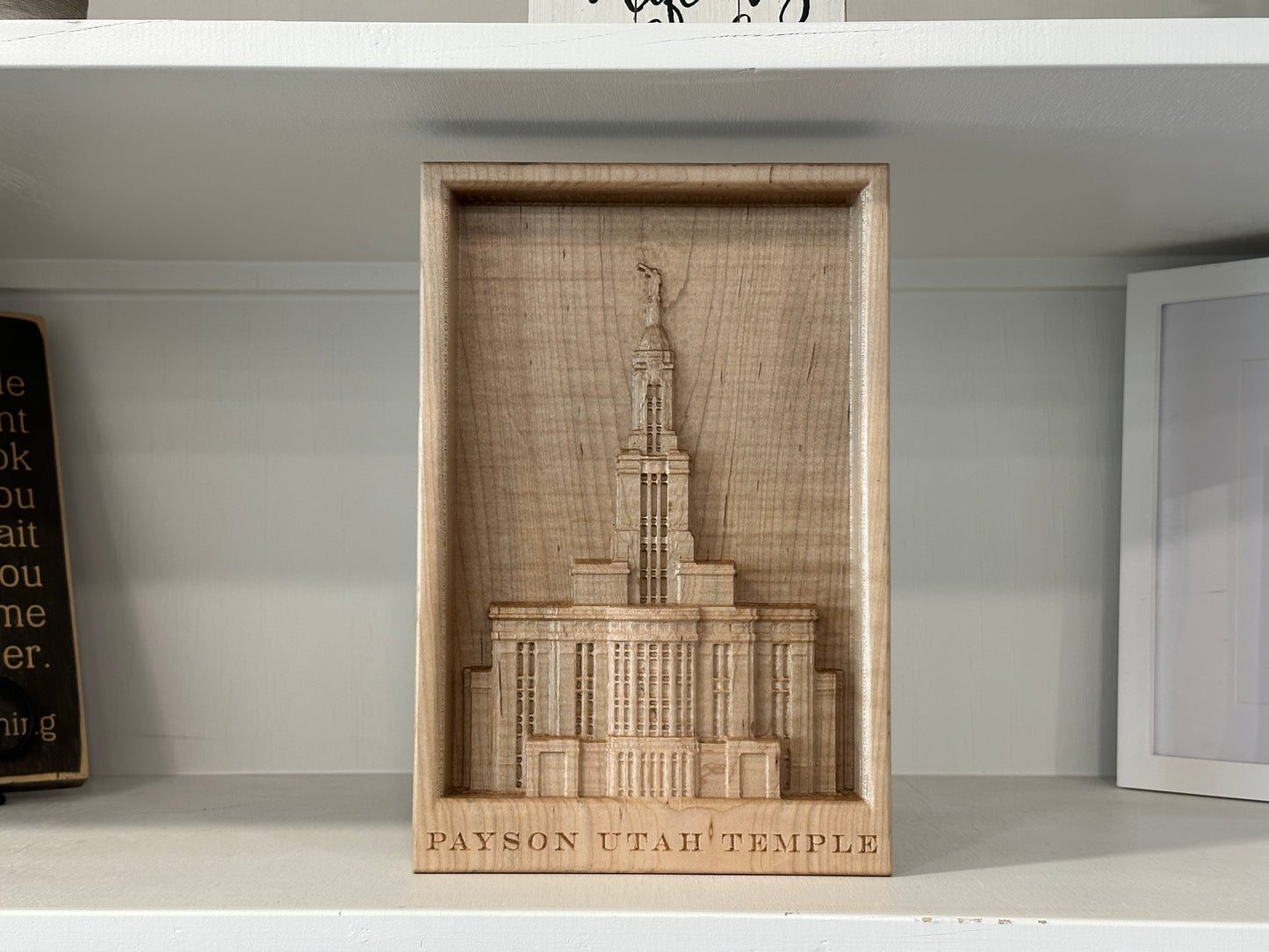 Payson Utah Temple Wood Carve- Wood Carving- Wood Art- Wood Decor